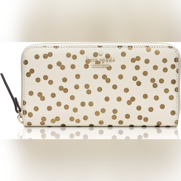Kate Spade Cream and Gold Polka Dot Wallet - Picture 1 of 6